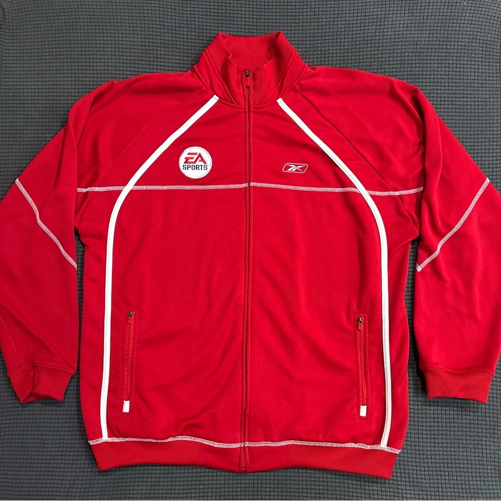 Reebok EA Sports Full Zip Track Jacket Red Size L Athletic Zip Up